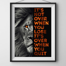 Listing image for Motivational Quote Poster Its Not Over When You Lose Wall Art gym office Lion