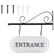 Listing image for Wall-Mounted Metal Entrance Sign, Enamelware Business Entrance Reception Welcome