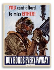 Listing image for 36"x48" - “You Can’t Afford To Miss Either!” 1944 Vintage Style WW2 War Poster