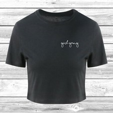 Listing image for Girl Gang Crop T-Shirt Pocket Cropped Top Fashion Slogan Tumblr Blogger