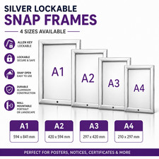 Listing image for SnapFrame Outdoor A4 A3 A2 A1 lockable retail sign holder clip display 4 sizes