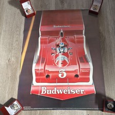 Listing image for Vintage 1980 Budweiser Can Am Car racing promo poster 27X 20” Valvoline #5 Keke