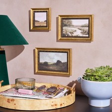 Listing image for Vintage Landscape Wall Art Set of 3 Gold Framed Farmhouse Living Room Decor