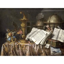 Listing image for Collier Vanitas Still Life Crown Gold Painting Canvas Wall Art Print Poster