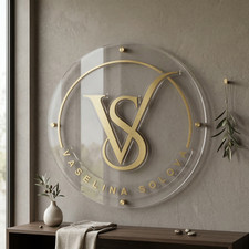 Listing image for Custom Round Acrylic Business Sign, 3D Logo Wall Art Indoor