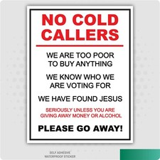 Listing image for Funny No Cold Callers Sticker Junk Mail Door to Door Marketing Business