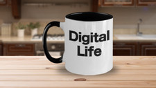 Listing image for Digital Life Mug White Two Tone Coffee Cup Technology Based Software Data Number